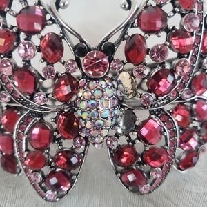 Crystal Butterfly Bracelet in Red and Pink